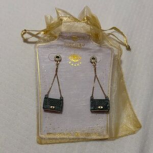 Eye Candy Elegant Green and Gold Handbag Earrings
